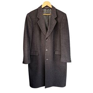 Nino Cerruti Rue Royale‎ Overcoat 42R Wool Cashmere Blend Charcoal Gray 3 Button